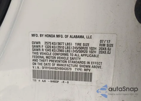 2017 Acura Mdx Advance Package из США, поврежденный, VIN 5FRYD4H82HB043579